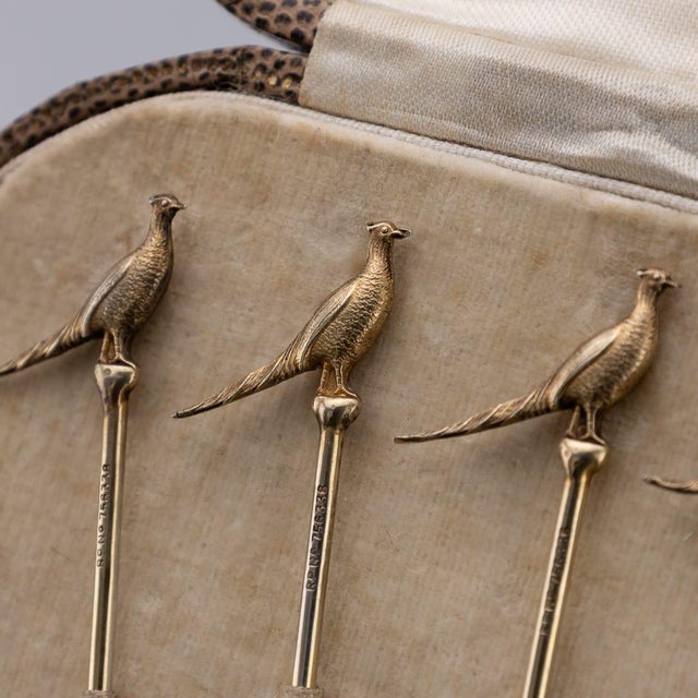 Vintage 20th Century English Silver Pheasant Cocktail Sticks, 1937, Set of 6 For Sale - Image 11 of 16