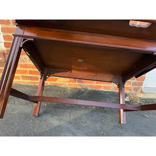 Vintage Baker Furniture Chippendale Style Mahogany Butler Tray Coffee Table For Sale - Image 11 of 18