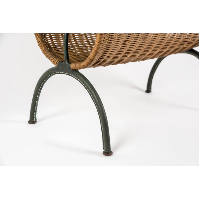 1950s Leather Steering Magazine Rack by Jacques Adnet, 1950s For Sale - Image 5 of 7