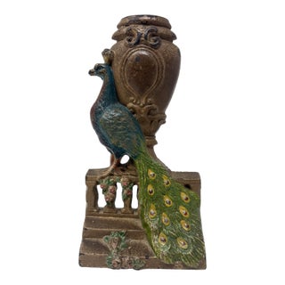 1920s Hubley Peacock With Victorian Urn - Doorstop For Sale