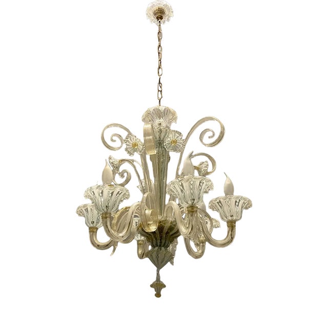 Venetian Murano Art Glass Chandelier from Venini For Sale