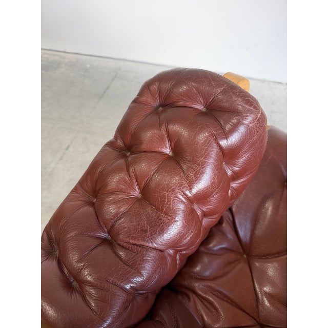 1980s Brown Leather Pernilla Chair and Ottoman by Bruno Mathsson for Dux Sweden, 2 Pieces For Sale - Image 13 of 14