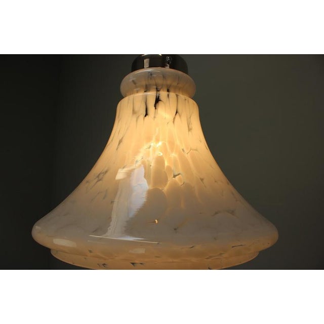 Mid-Century Czechoslovak Glass Pendant Lamp with Marbled Shade, 1970s For Sale - Image 12 of 13