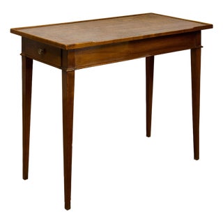 French Restauration Period 1820s Side Table with Leather Top and Lateral Drawer For Sale