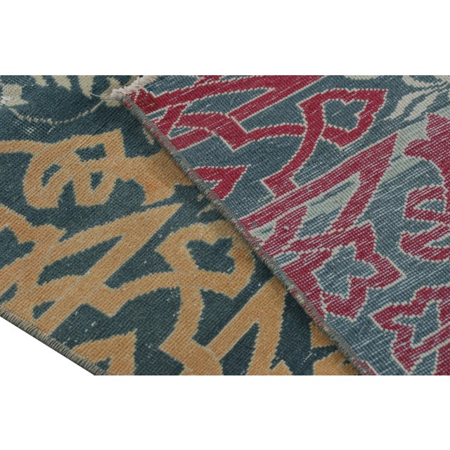 Textile Vintage Hereke Runner Rug in Teal Blue With Arabesque Medallions | Rug & Kilim For Sale - Image 7 of 7