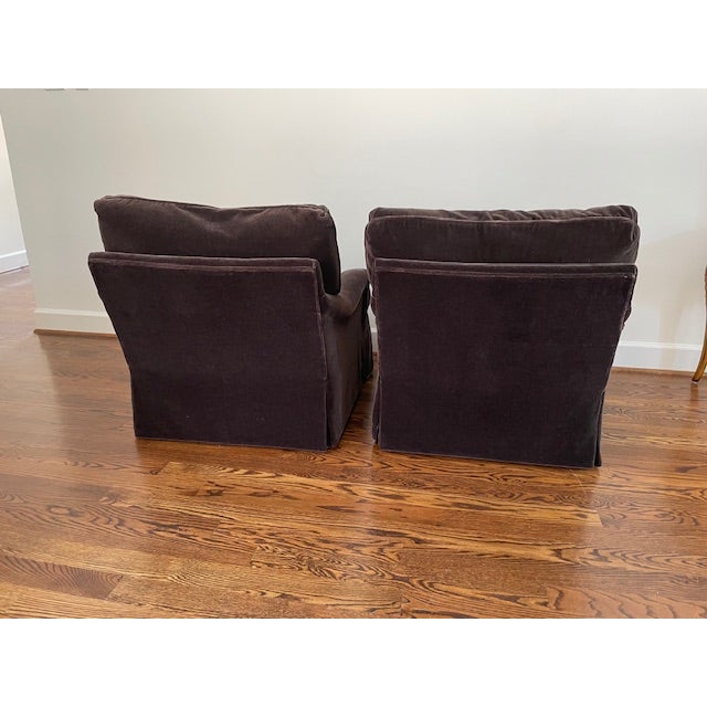 Mohair Velvet English Rolled Arm Chairs With Ottomans - 4 Pieces For Sale - Image 4 of 4