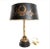 Elegant Frederick Cooper table lamp. Brass Laurel wreath mounted on wooden base. Laurel motif on black metal shade with...