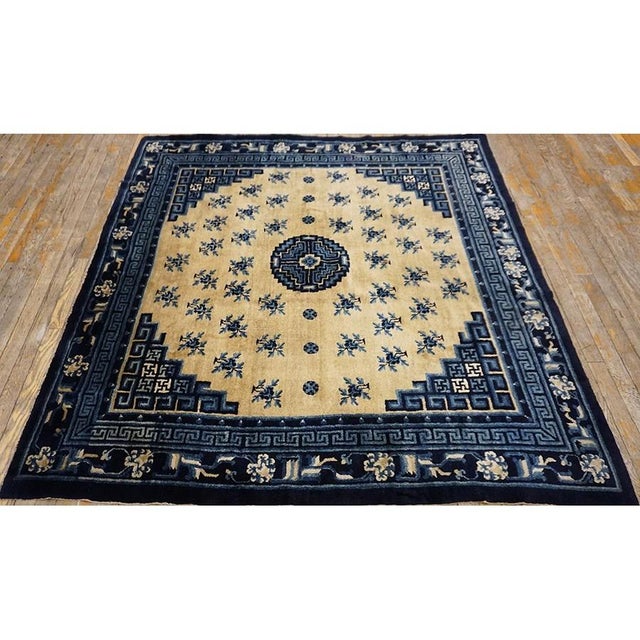 Antique Chinese - Baotou 1920s Square Rug, Country of Origin: China, Circa Date: 1920s. This exceptional square format...