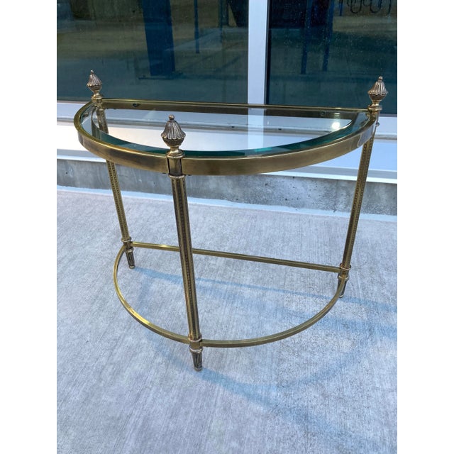 Metal Fine Pair of French Jansen Style Demi-Lune End Tables in Maison Baguès For Sale - Image 7 of 13