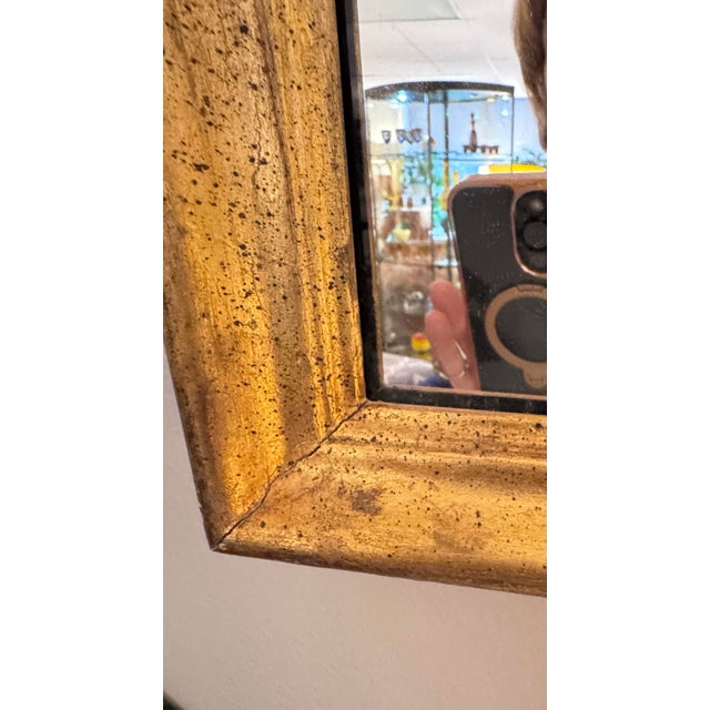 Striking vintage La Barge wall mirror featuring an architectural Hollywood Regency silhouette with stepped pagoda-style...