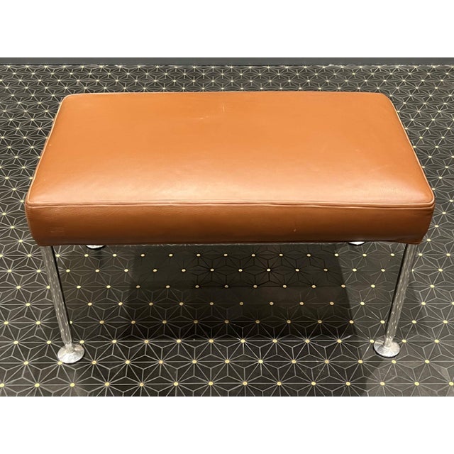 Brown Transitional B & B Italia Leather Benches With Chrome Legs For Sale - Image 8 of 11