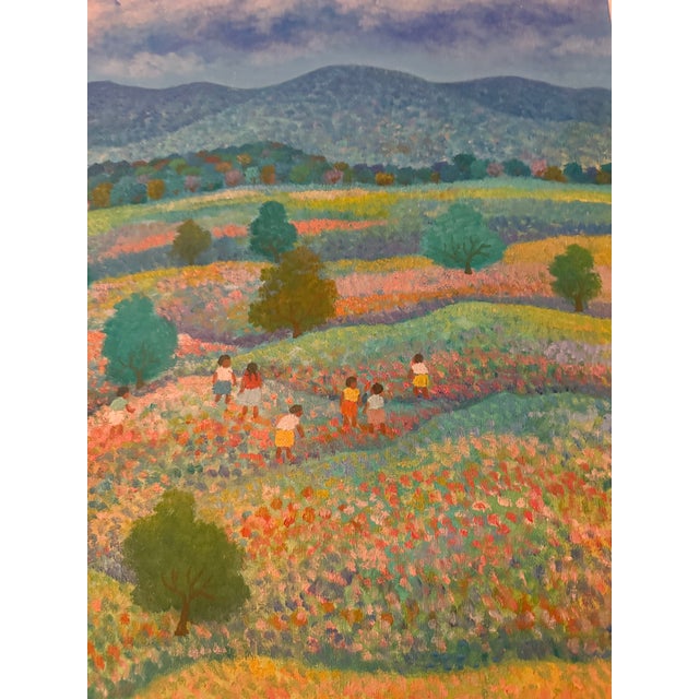Late 20th Century Landscape With Village Oil Painting by Aurelio Pescina For Sale In Washington DC - Image 6 of 8