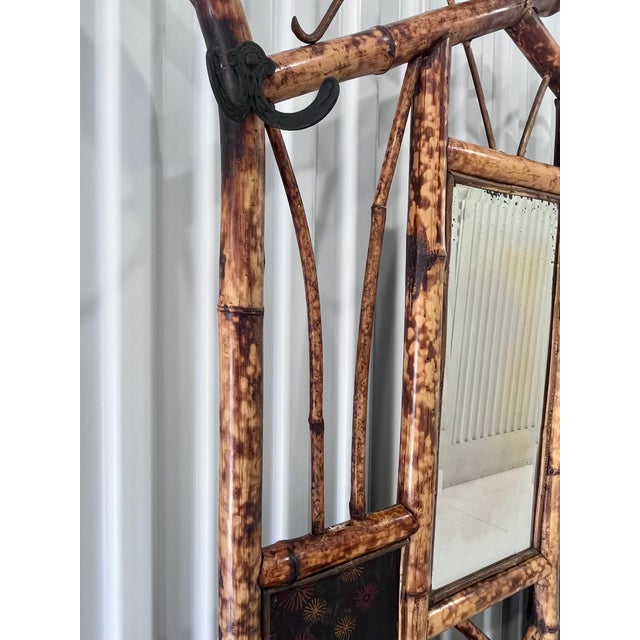Antique Late 1800s English Scorched Bamboo Chinoiserie Hall Tree For Sale In Dallas - Image 6 of 18