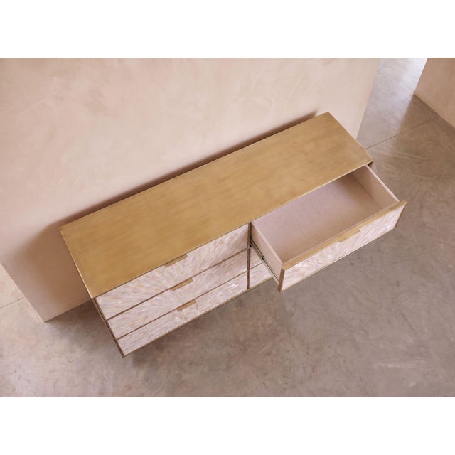 Arcana Mother-of-Pearl & Brass Six-Drawer Dresser by House of Jaipur For Sale - Image 6 of 9