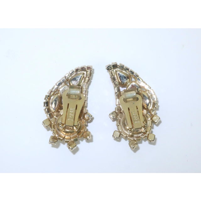 Boucher Hobé Paisley Style Ruby Red Rhinestone Earrings, 1950's For Sale - Image 4 of 9