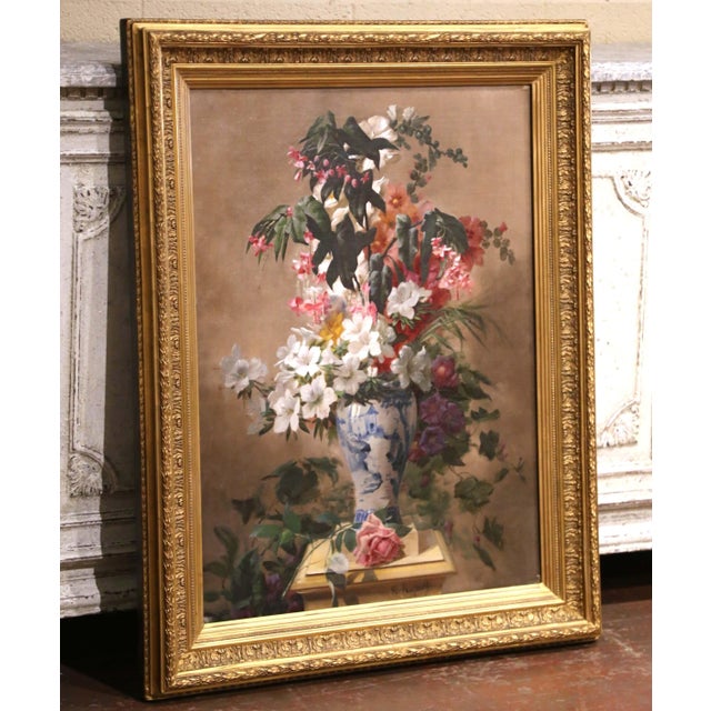 Richly colored and finely detailed, this antique floral still life was painted by Karl Ruperti during the late 19th...