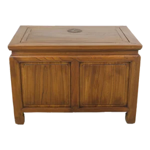 Vintage Beechwood Chinese Lidded Storage Chest