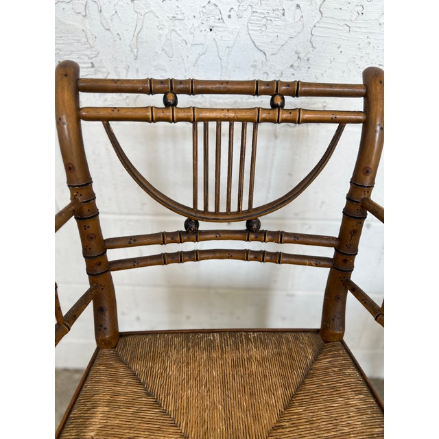 Set of 6, 19th Century Simulated Bamboo Original Paint Primitive Dining ...