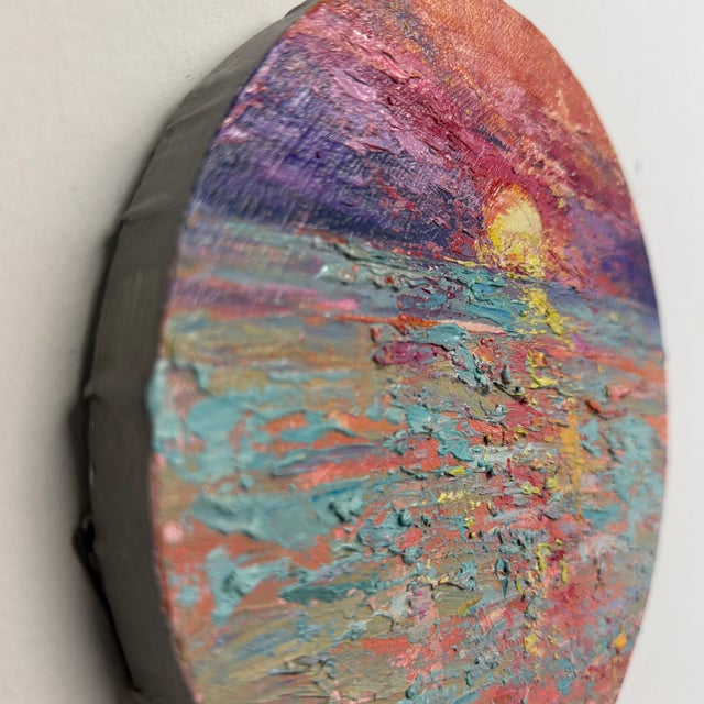 Contemporary Coral Sky Delight Oil Painting For Sale - Image 3 of 5