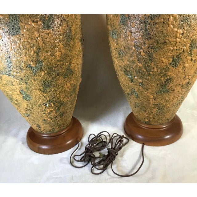 Lava Textured Table Lamps Oversized Mid-Century Modern.- a Pair For Sale - Image 9 of 12