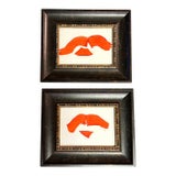 Contemporary Two Original Abstract “Flying Red Lips” Paintings- Set of Two For Sale