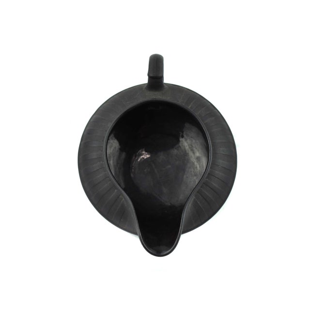 19th Century Antique Wedgwood Black Basalt Engine-Turned Creamer & Sugar Bowl - Set of 2 For Sale - Image 4 of 9