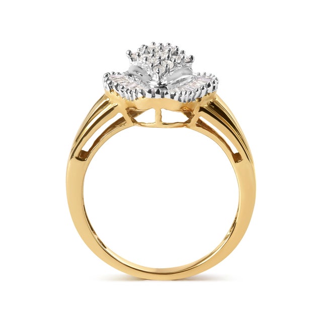 Indulge in the allure of our 10K yellow gold fashion ring, a true masterpiece that exudes sophistication and glamour. A...