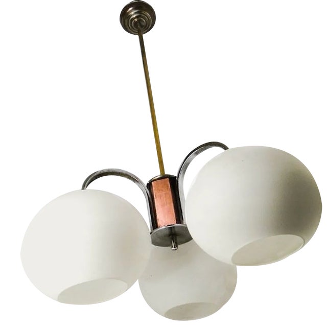 Chandelier with Glass Globes, Czechoslovakia, 1950s For Sale