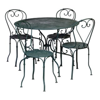 Antique Garden Table/4 Chair Set For Sale