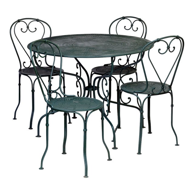 Antique Garden Table/4 Chair Set For Sale