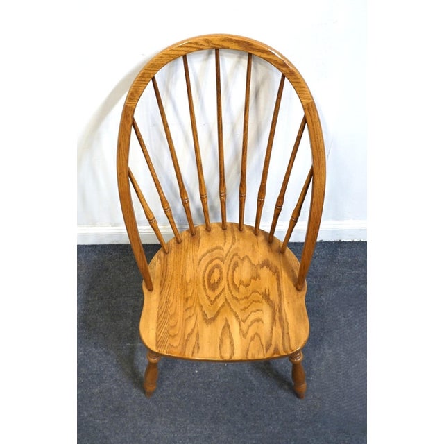 Brown Thomasville Furniture Homecoming Collection Solid Oak Rustic Country Style Bowback Windsor Dining Side Chair 43821-845 For Sale - Image 8 of 10