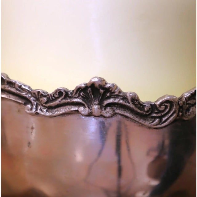 Mid-Century French Silvered Brass Candle Holder With Ornate Rim and Fluted Base For Sale - Image 4 of 7