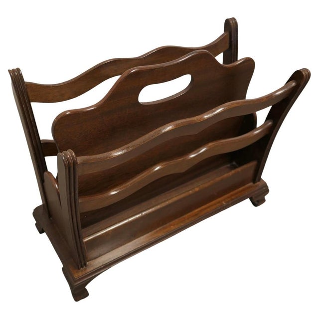 Brown Walnut Canterbury Magazine Rack, 1950s For Sale - Image 8 of 8