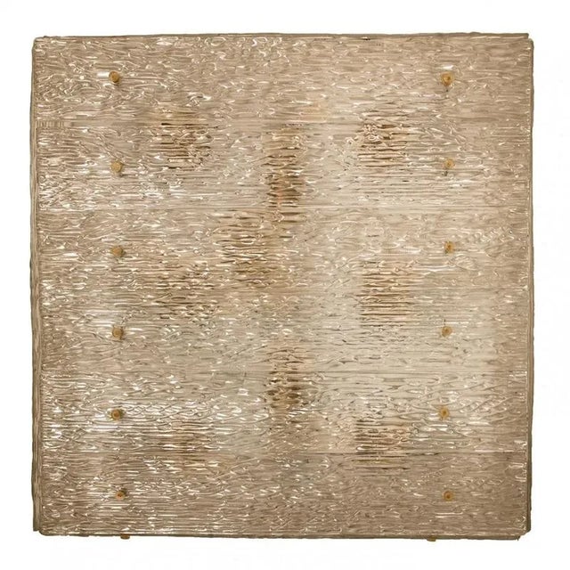 Large Textured Glass Square Flush Mount from Kalmar, Austria, 1960s For Sale - Image 3 of 18