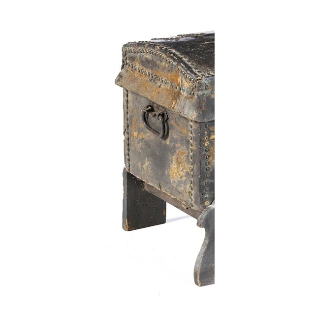 Vintage Portuguese Wooden Trunk For Sale - Image 6 of 8