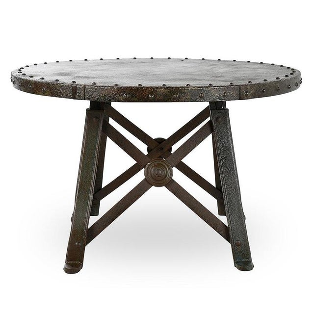 Copper Industrial Riveted Round Table For Sale - Image 8 of 8