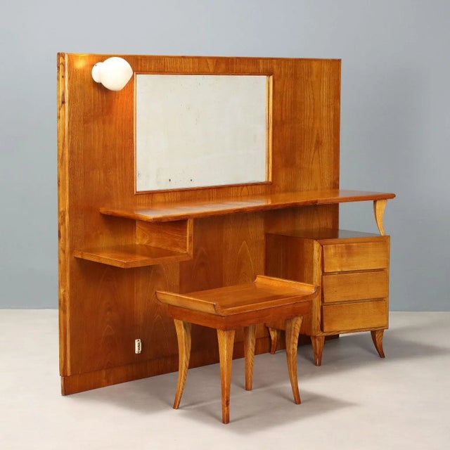 Vintage Dressing Table in Oak Veneer and Glass, 1960s For Sale - Image 14 of 14