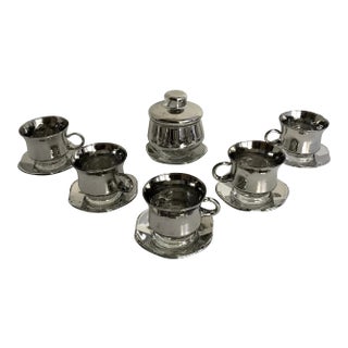Vintage Mercury Glass Tea/Coffee Set - Set of 12 For Sale