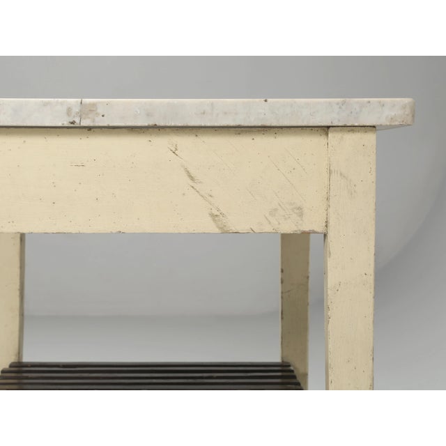 Original Country English Pastry Shop Kitchen Island, Marble Top For Sale - Image 4 of 13