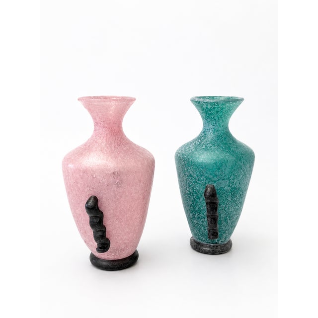 1980s Postmodern Scavo Glass Amphora Vases by Gambaro and Poggi, Murano, 1980s, Set of 2 For Sale - Image 5 of 7