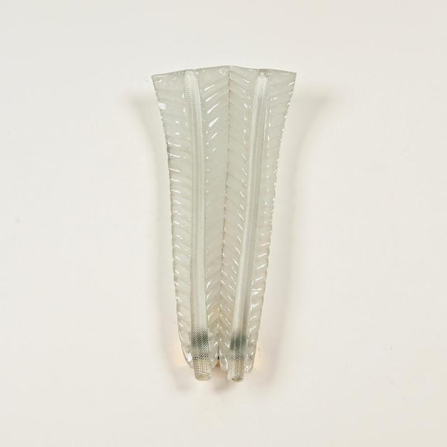 Double-Leaf Murano Glass and Brass Sconce, Italy, 1940s For Sale - Image 9 of 15
