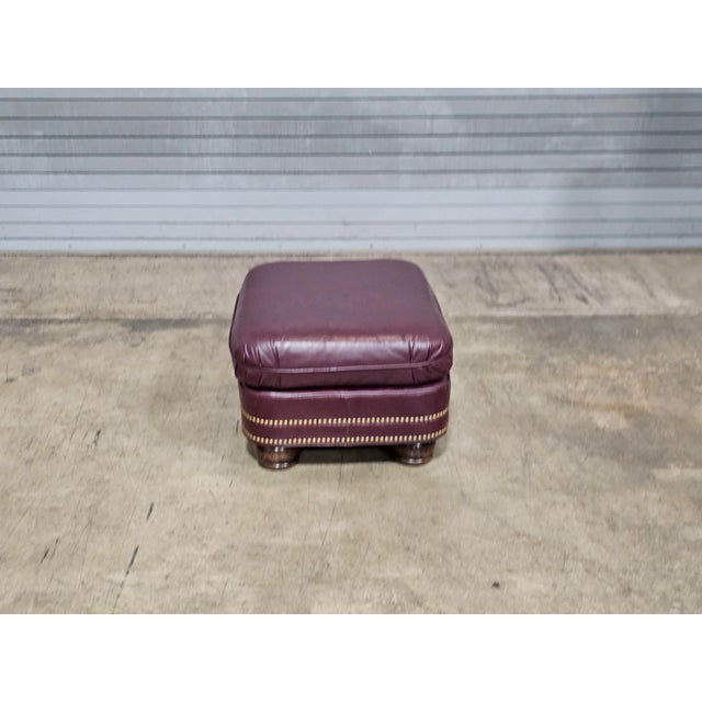 Late 20th Century Hancock & Moore Burgundy Leather Club Chair Arm Chair W Match Ottoman Made in the Usa For Sale - Image 13 of 14
