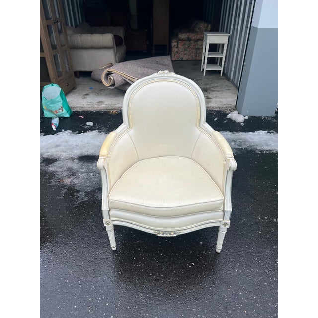 Vintage French Barrel Back Accent Chair For Sale - Image 4 of 9