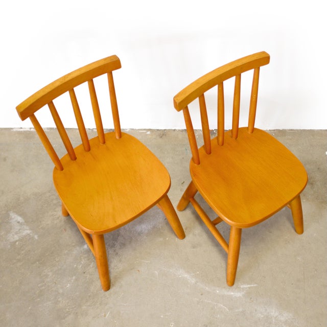 Mid-Century Modern Pair of Child’s Chairs in the Style of FDB Møbler Model J46 Designed by Poul Volther For Sale - Image 3 of 3