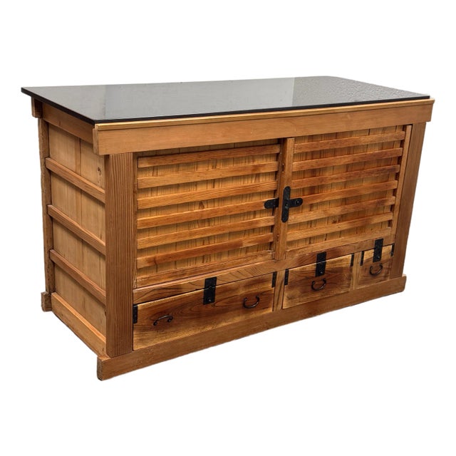 Vintage Japenese Marble Top Tansu For Sale