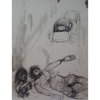Edouard Goerg, Nude Street Scene, Ink on Paper For Sale
