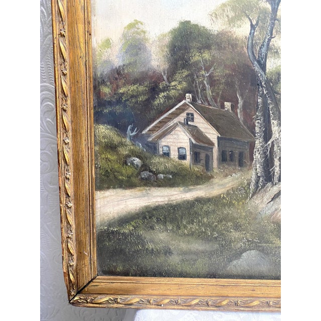 Wood Antique Hudson River School Oil Painting For Sale - Image 7 of 12