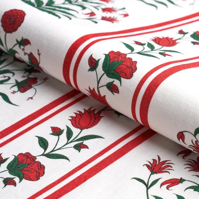 Schumacher Schumacher x Marie-Anne Oudejans Royal Poppy Stripe Fabric in Red For Sale - Image 4 of 5