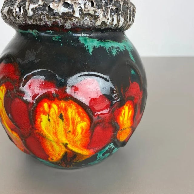 German Vintage Pottery Fat Lava Vase from Scheurich WGP, 1970s For Sale - Image 6 of 18