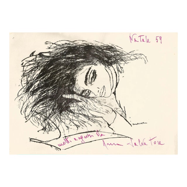 Anna Salvatore - Greeting Card with Drawing - 1959 For Sale